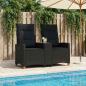 Preview: Liegebank mit Tisch Schwarz 126 x 65 x 112 cm Poly-Rattan