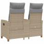 Preview: Liegebank mit Tisch Beige und Hellgrau 126 x 65 x 112 cm
