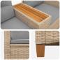 Preview: Liegebank mit Tisch Beige und Hellgrau 126 x 65 x 112 cm