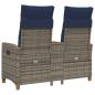Preview: Liegebank mit Tisch Grau und Marineblau 126 x 65 x 112 cm