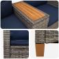Preview: Liegebank mit Tisch Grau und Marineblau 126 x 65 x 112 cm