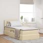 Preview: ARDEBO.de - Bett mit Stauraum und LED mit Matratze Creme 90 x 190 cm Stoff