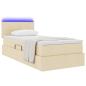 Preview: Bett mit Stauraum und LED mit Matratze Creme 90 x 190 cm Stoff