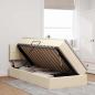 Preview: Bett mit Stauraum und LED mit Matratze Creme 90 x 190 cm Stoff