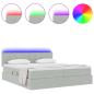 Preview: Bett mit LED-Lichtleisten Hellgrau 180 x 200 cm Samt