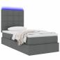 Preview: LED-Speicherbett mit Matratze Dunkelgrau 90 x 190 cm Stoff