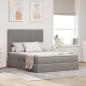 Preview: ARDEBO.de - Bett mit Stauraum und LED mit LED Taupe 140 x 190 cm Polyester