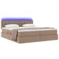 Preview: Bett mit Stauraum und LED Cappuccino 180 x 200 cm Kunstleder