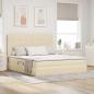 Preview: ARDEBO.de - Aufbewahrungsbett mit Matratze Creme 160 x 200 cm Stoff