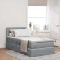 Preview: ARDEBO.de - Bett mit Stauraum und LED mit LED Hellgrau 90 x 190 cm Stoff