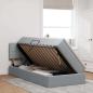 Preview: Bett mit Stauraum und LED mit LED Hellgrau 90 x 190 cm Stoff