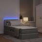 Preview: Bett mit Stauraum und LED mit LED Hellgrau 90 x 190 cm Stoff