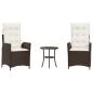 Preview: 3-tlg. Bistro-Set mit Kissen Braun Poly Rattan