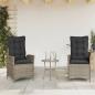 Preview: 3-tlg. Bistro-Set mit Kissen Grau Poly Rattan