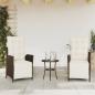 Preview: 3-tlg. Bistro-Set mit Kissen Braun Poly Rattan
