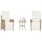 Preview: ARDEBO.de - 3-tlg. Bistro-Set mit Kissen Beige Poly Rattan