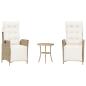 Preview: 3-tlg. Bistro-Set mit Kissen Beige Poly Rattan