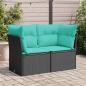 Preview: ARDEBO.de - Gartensofa mit Kissen 2-Sitzer Schwarz Poly Rattan