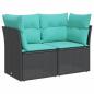 Preview: Gartensofa mit Kissen 2-Sitzer Schwarz Poly Rattan