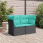 Preview: Gartensofa mit Kissen 2-Sitzer Schwarz Poly Rattan