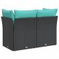 Preview: Gartensofa mit Kissen 2-Sitzer Schwarz Poly Rattan