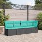 Preview: Gartensofa mit Kissen 4-Sitzer Schwarz Poly Rattan
