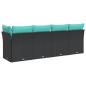 Preview: Gartensofa mit Kissen 4-Sitzer Schwarz Poly Rattan