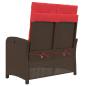 Preview: Gartenbank Verstellbar mit Kissen Braun Poly Rattan