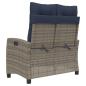 Preview: ARDEBO.de - Gartenbank Verstellbar mit Kissen Grau Poly Rattan