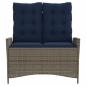 Preview: Gartenbank Verstellbar mit Kissen Grau Poly Rattan