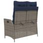 Preview: Gartenbank Verstellbar mit Kissen Grau Poly Rattan
