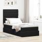 Preview: ARDEBO.de - Bett mit Stauraum und LED mit LED Schwarz 100 x 200 cm Samt