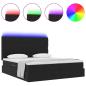 Preview: Bett mit LED-Lichtleisten Schwarz 200 x 200 cm Samt