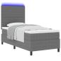 Preview: LED Boxspringbett Hellgrau und Weiß 90 x 190 cm Cordstoff