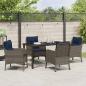 Preview: Garten Essgruppe mit Kissen 5 pcs Grau Poly-Rattan