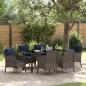 Preview: ARDEBO.de - Garten Essgruppe mit Kissen 7 pcs Grau Poly-Rattan