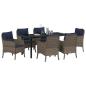 Preview: Garten Essgruppe mit Kissen 7 pcs Grau Poly-Rattan