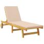 Preview: Sonnenliege mit Kissen Beige Massivholz Akazie