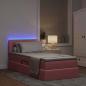 Preview: Bett mit Stauraum und LED mit Matratze Rosa 100 x 200 cm Samt