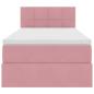Preview: Bett mit Stauraum und LED mit Matratze Rosa 100 x 200 cm Samt