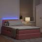 Preview: Bett mit Stauraum und LED mit Matratze Rosa 120 x 200 cm Samt