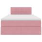 Preview: Bett mit Stauraum und LED mit Matratze Rosa 120 x 200 cm Samt