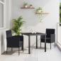 Preview: ARDEBO.de - Garten Essgruppe mit Kissen 3 pcs Schwarz Poly-Rattan