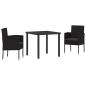 Preview: Garten Essgruppe mit Kissen 3 pcs Schwarz Poly-Rattan