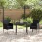 Preview: Garten Essgruppe mit Kissen 3 pcs Schwarz Poly-Rattan