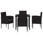 Preview: Garten Essgruppe mit Kissen 5 pcs Schwarz Poly-Rattan