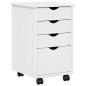 Preview: Rollschrank Mit Rad Weiß 34 x 39 x 56 cm Massives Kiefernholz