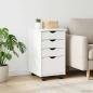 Preview: Rollschrank Mit Rad Weiß 34 x 39 x 56 cm Massives Kiefernholz