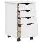 Preview: Rollschrank Mit Rad Weiß 34 x 39 x 56 cm Massives Kiefernholz