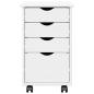 Preview: Rollschrank Mit Rad Weiß 34 x 39 x 56 cm Massives Kiefernholz